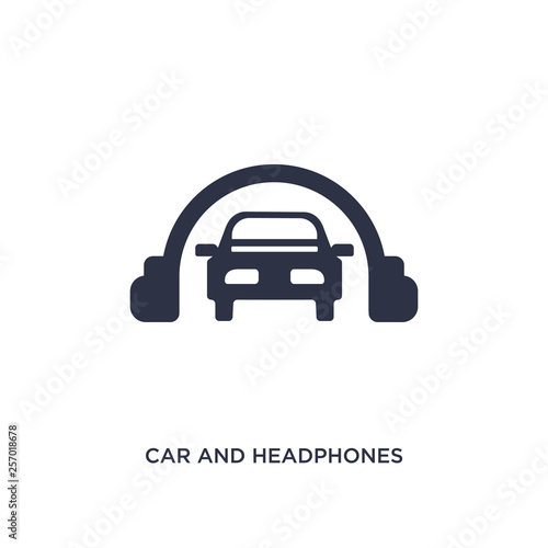 car and headphones icon on white background. Simple element illustration from mechanicons concept.