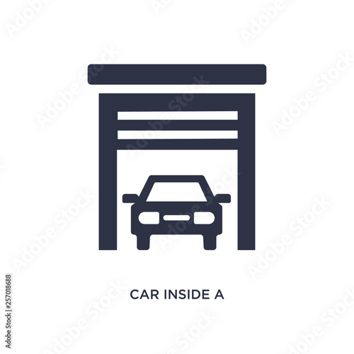 car inside a garage icon on white background. Simple element illustration from mechanicons concept.