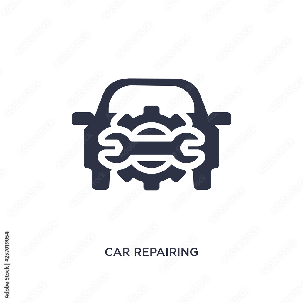 car repairing icon on white background. Simple element illustration from mechanicons concept. car repairing icon on white background. Simple element illustration from mechanicons concept.