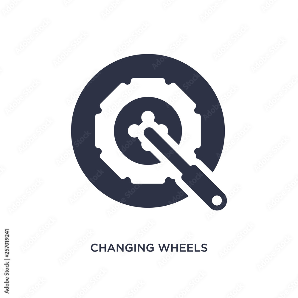 changing wheels tool icon on white background. Simple element illustration from mechanicons concept. changing wheels tool icon on white background. Simple element illustration from mechanicons concept.