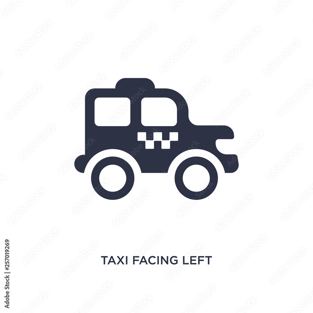 taxi facing left icon on white background. Simple element illustration from mechanicons concept. taxi facing left icon on white background. Simple element illustration from mechanicons concept.