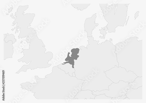 Map of Europe with highlighted Netherlands map