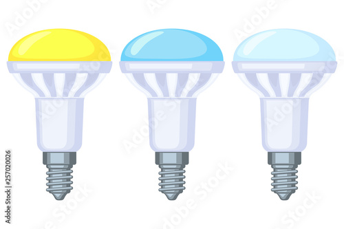 Colorful cartoon warm and cold halogen bulb set