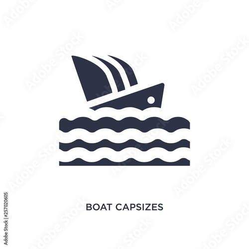 boat capsizes icon on white background. Simple element illustration from meteorology concept.