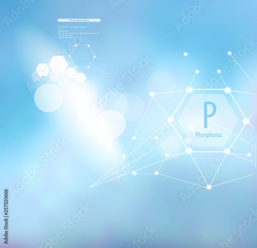 Phosphorus sign and template for text. Vitamins and minerals.