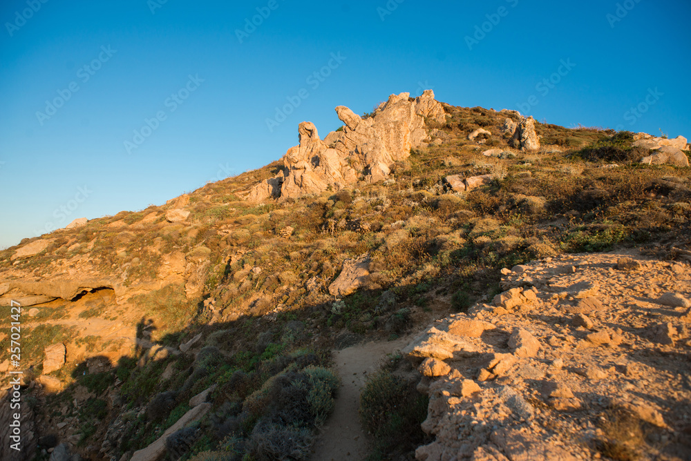 Landscape with Stones and Coast of Santa Teresa di Gallura in North Sardinia Island.