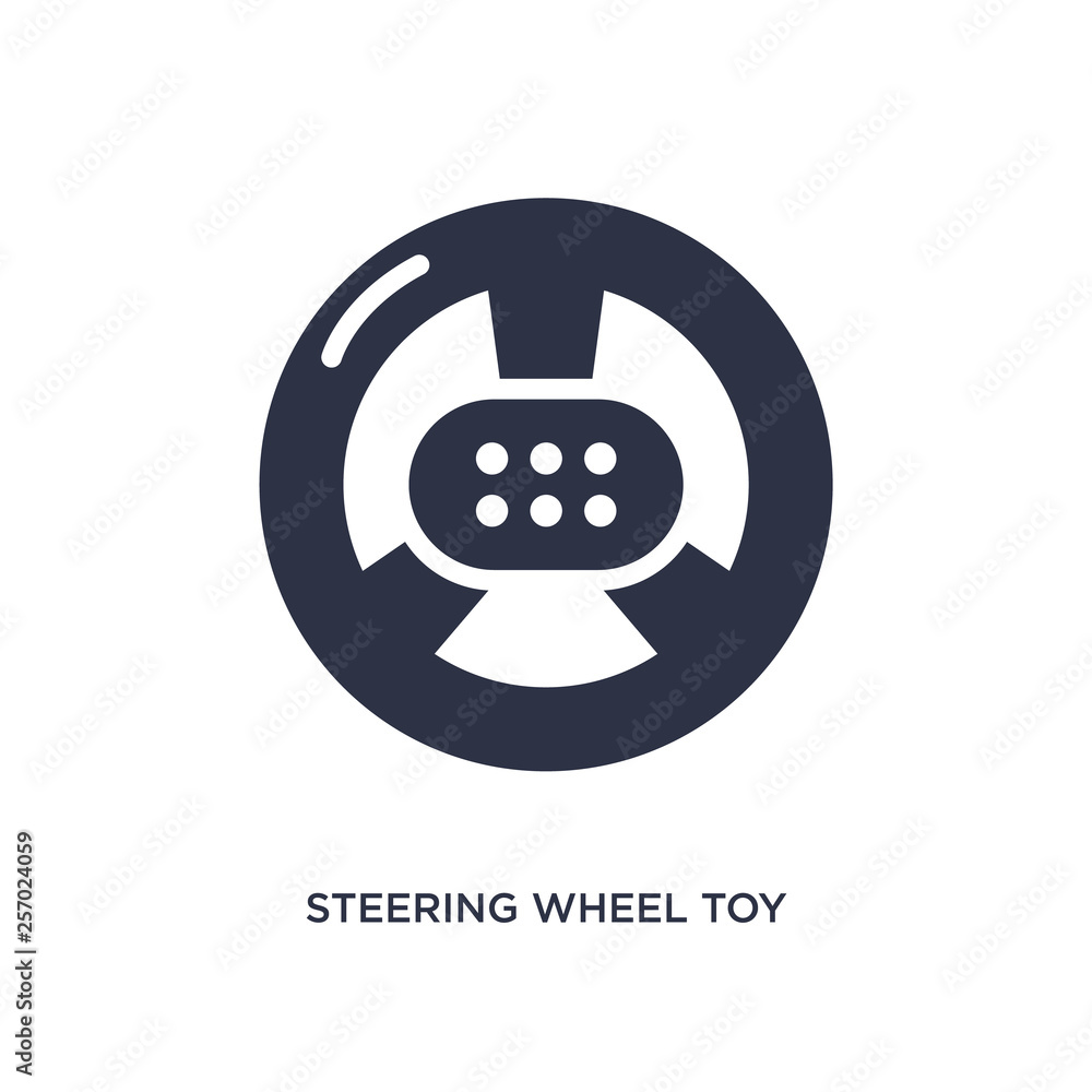 steering wheel toy icon on white background. Simple element illustration from toys concept. steering wheel toy icon on white background. Simple element illustration from toys concept.