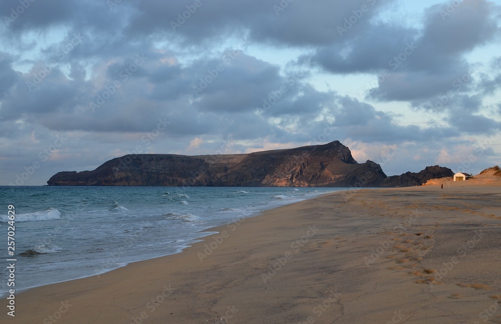 The sandy beach of the island of Porto Santo, Portugal The sandy beach of the island of Porto Santo, Portugal