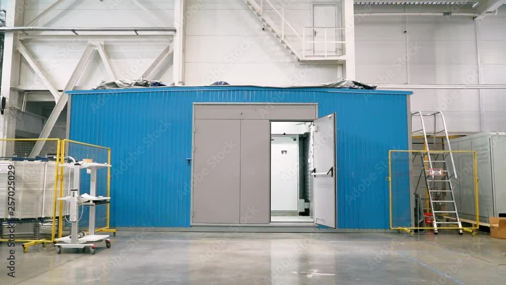 Modular electrical substation with microprocessor control. Entrance door. Modular electrical substation with microprocessor control. Entrance door.