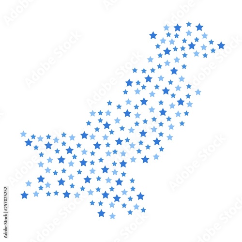 Pakistan map background with blue stars of different sizes vector illustration eps