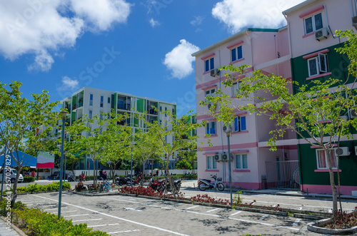 City landscape of Hulhumale on the island of Maldives 
