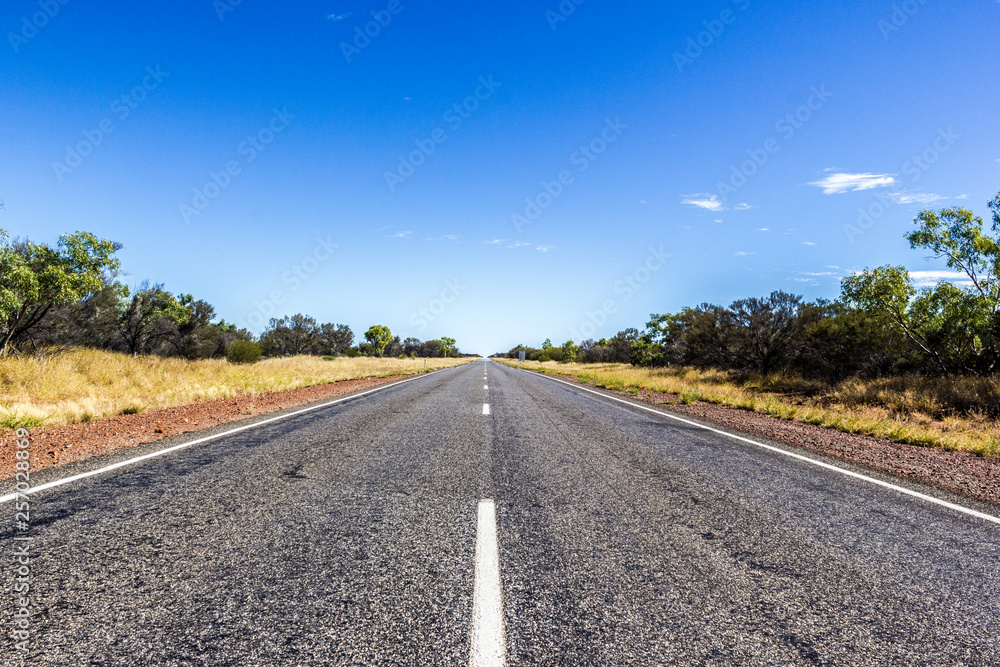 straight road through the dessert of Australia, South Australia, Stuart Highway Australia straight road through the dessert of Australia, South Australia, Stuart Highway Australia