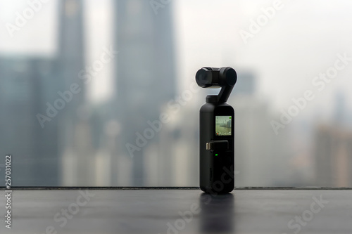 Steadicam Is Shooting Hyper-lapse And The Whole Day Timelapse Of The Bund In Shanghai.