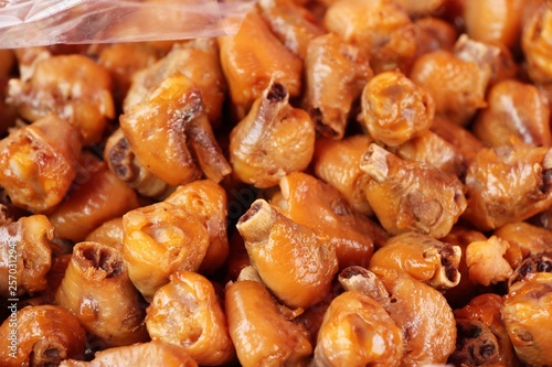 Boiled chicken with fish sauce in market