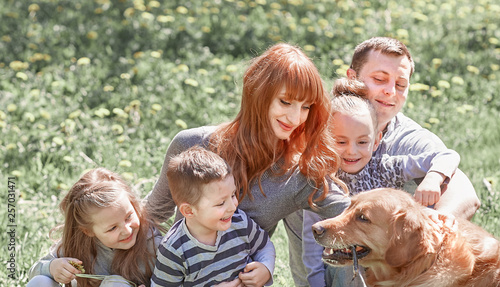 happy family spends a day off together outdoors