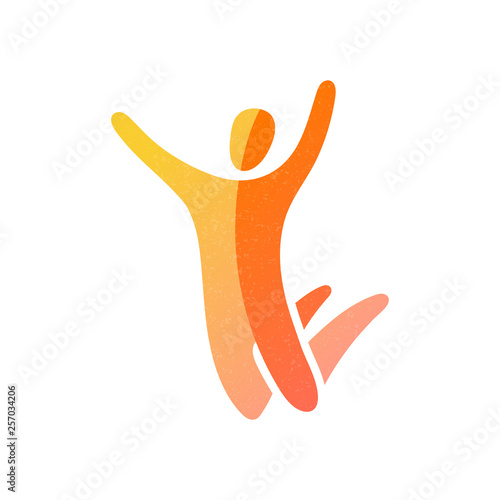 Vector illustration of jumping people. Man woman kid silhouette. Body figure icon sign. Trampoline park concept.