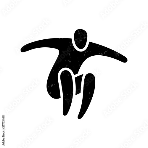 Vector illustration of jumping people. Man woman kid silhouette. Body figure icon sign. Trampoline park concept.