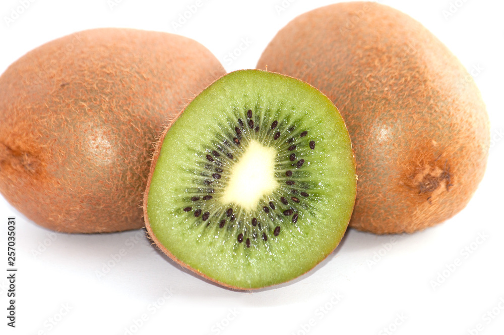 Kiwi on white background. Juicy ripe fruit isolate Kiwi on white background. Juicy ripe fruit isolate