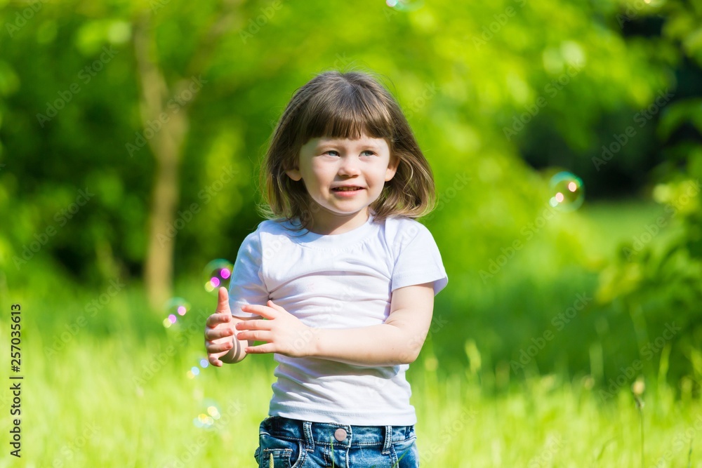 girl, soap bubbles, fun