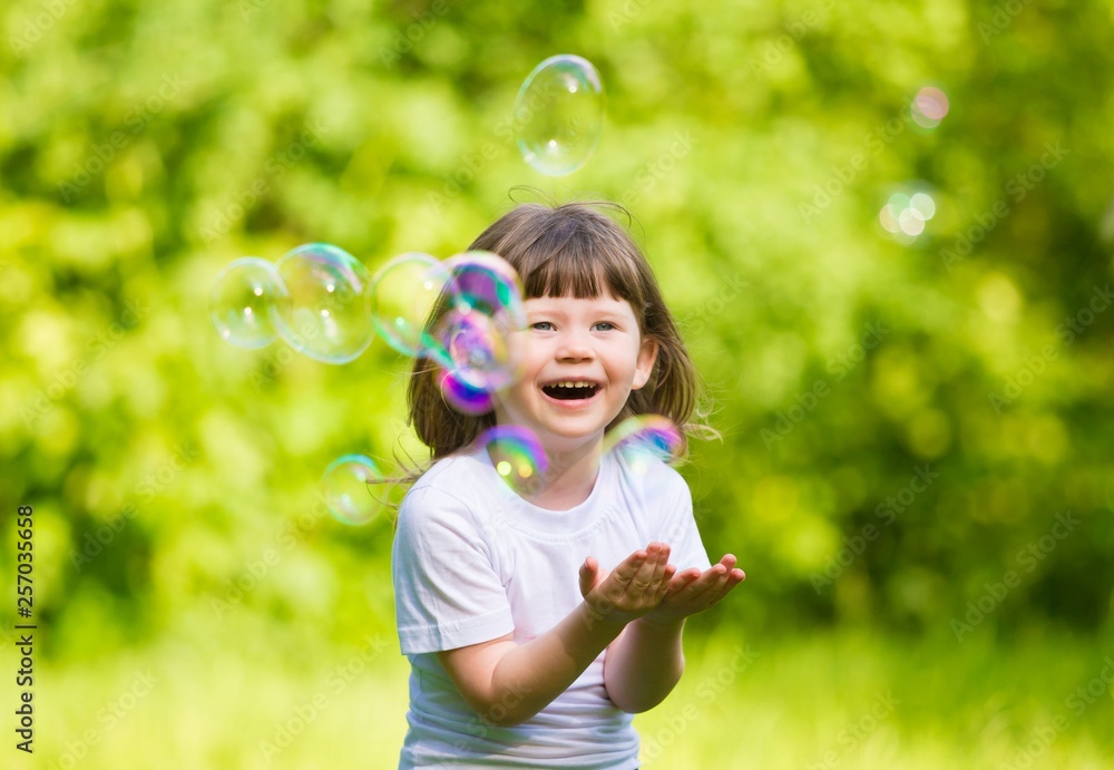 girl, soap bubbles, fun