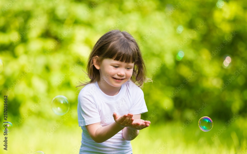 girl, soap bubbles, fun