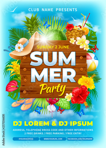 Summer Beach Party Advertisement Poster Template