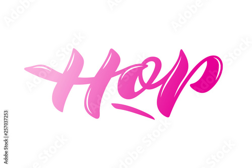 Vector illustration of Hop title. Brush lettering calligraphy for birthday party, poster. Trampoline park concept.