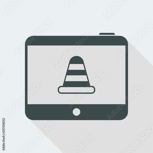 Alert icon on tablet. Flat, clean, minimal and isolated vector illustration with minimal and modern design.