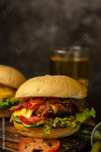 Homemade hamburger with Lettuce and Cheese