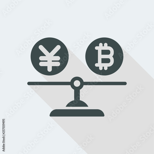 Value between currency bitcoin and yen photo