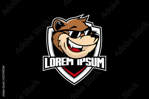 bear head with shield logo template