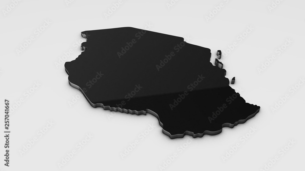 Fototapeta premium Tanzania 3D map illustration.