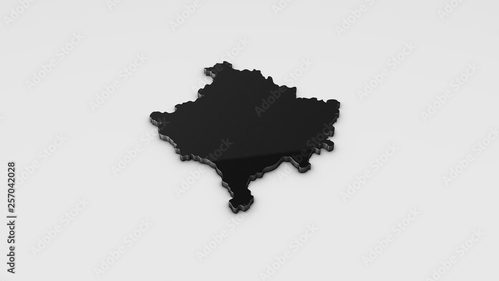 Kosovo 3D map illustration.