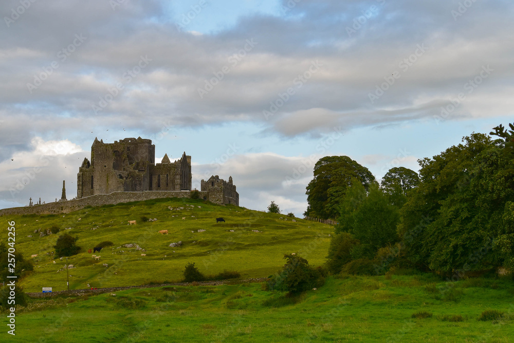 Rock of Cashel upon a hill in Ireland