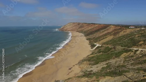 Aerial Wide View of Paraglider Beach Landing