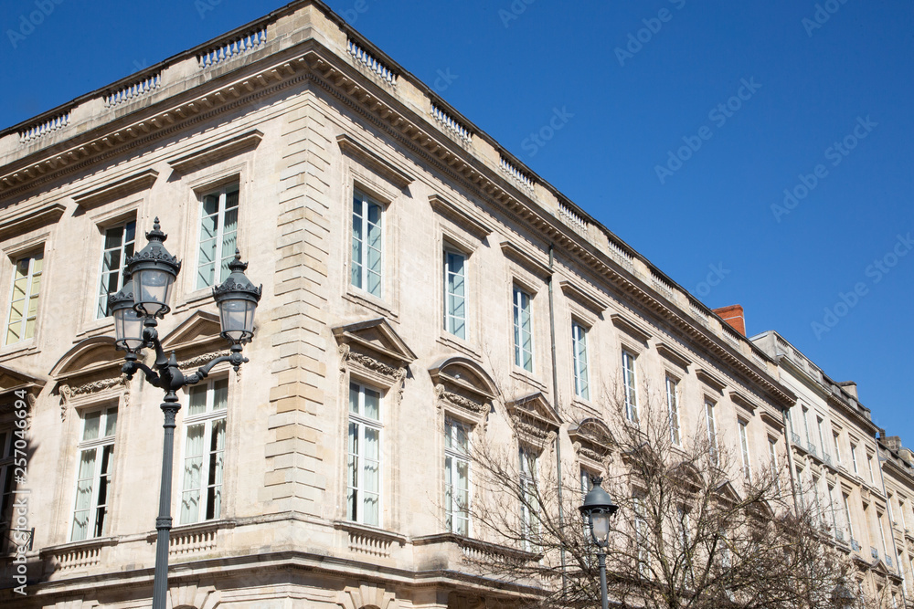 architecture facade Haussmann of an apartment building in Bordeaux france like Paris