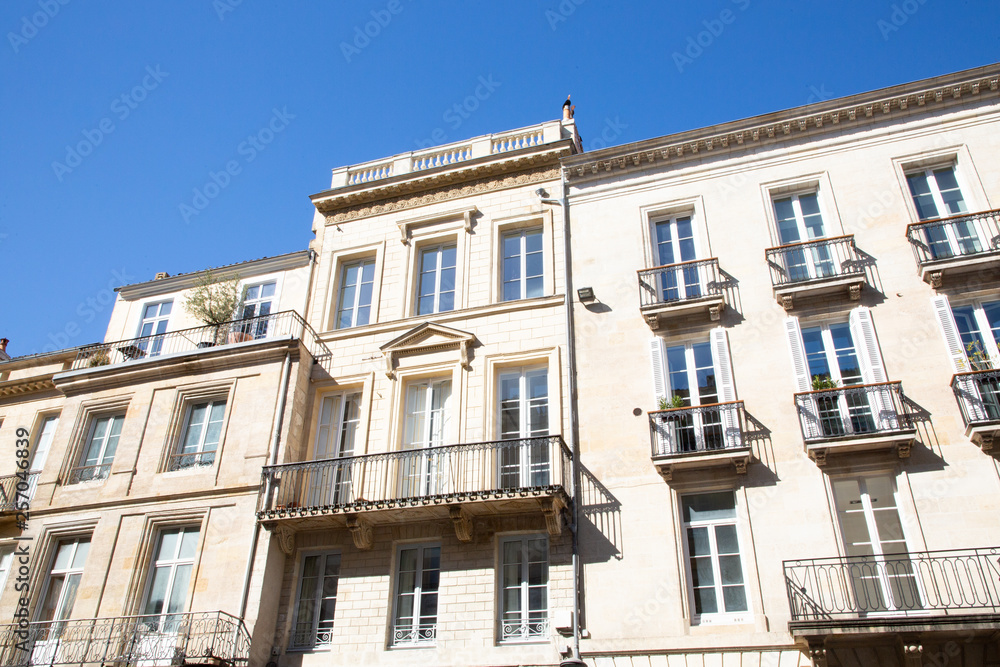Haussmann facade building in Bordeaux France Haussmann facade building in Bordeaux France