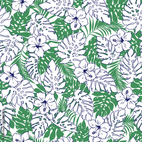 Tropical plant illustration pattern