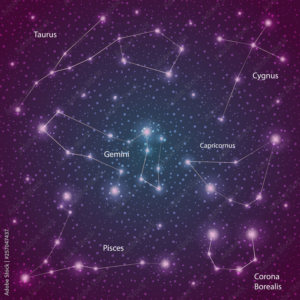 Fototapeta premium set of stars of_4_constellations with the name vector illustration on a scientific theme