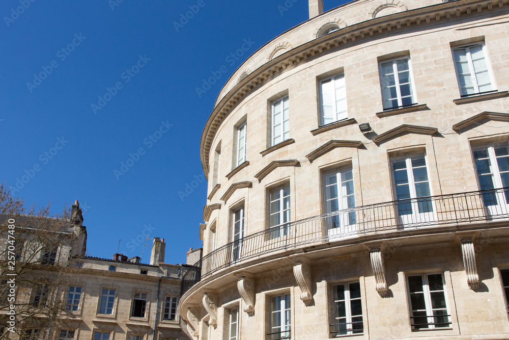 Haussmann typical facade of Parisian building in bordeaux france
