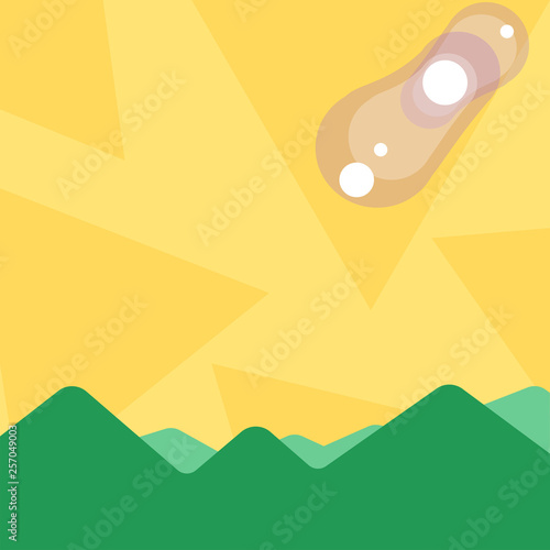 View of Colorful Mountains and Hills with Lunar and Solar Eclipse Happening Design business Empty copy space text for Ad website promotion isolated Banner template