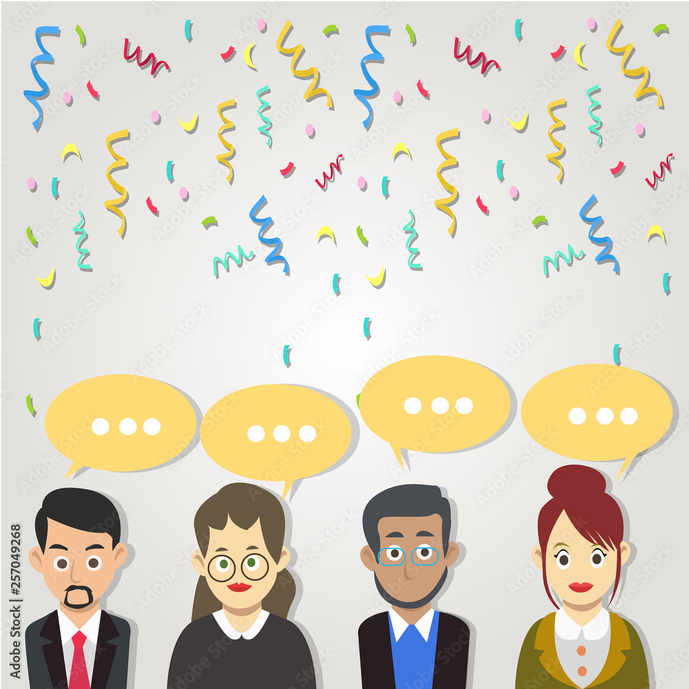 Group of Business People with Blank Color Chat Speech Bubble with Three Dots Business concept Empty template copy space isolated Posters coupons promotional material Group of Business People with Blank Color Chat Speech Bubble with Three Dots Business concept Empty template copy space isolated Posters coupons promotional material