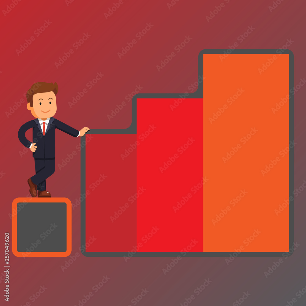 Happy Businessman Presenting Growth and Success in Rising Bar Graph Columns Business Empty template for Layout for invitation greeting card promotion poster voucher Happy Businessman Presenting Growth and Success in Rising Bar Graph Columns Business Empty template for Layout for invitation greeting card promotion poster voucher