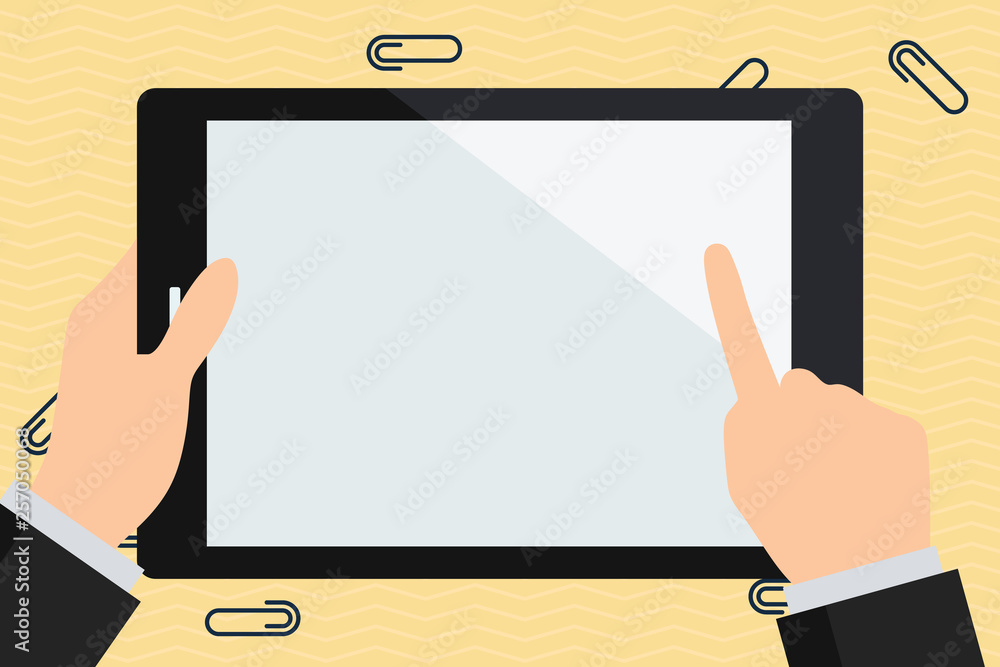 Hand Holding Pointing Touching Blank Rectangular Color Tablet White Screen Design business concept Empty copy text for Web banners promotional material mock up template Hand Holding Pointing Touching Blank Rectangular Color Tablet White Screen Design business concept Empty copy text for Web banners promotional material mock up template