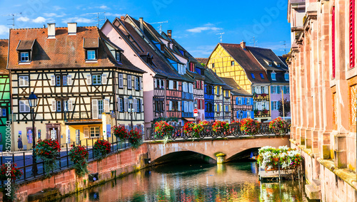 Colorful traditional town Colmar - tourist attraction in Alsace region, France