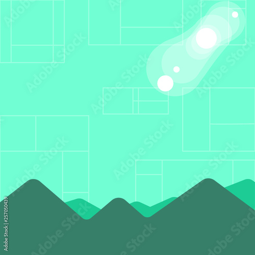 View of Colorful Mountains and Hills with Lunar and Solar Eclipse Happening Design business concept Empty copy text for Web banners promotional material mock up template.