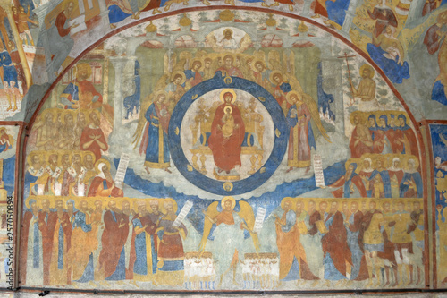 Fragment of painting in the Temple of the Beheading of John the Baptist in the city of Yaroslavl, Russia. The painting was carried out in 1695-96 by the artel of Fedor Ignatiev and Dmitry Plekhanov.
