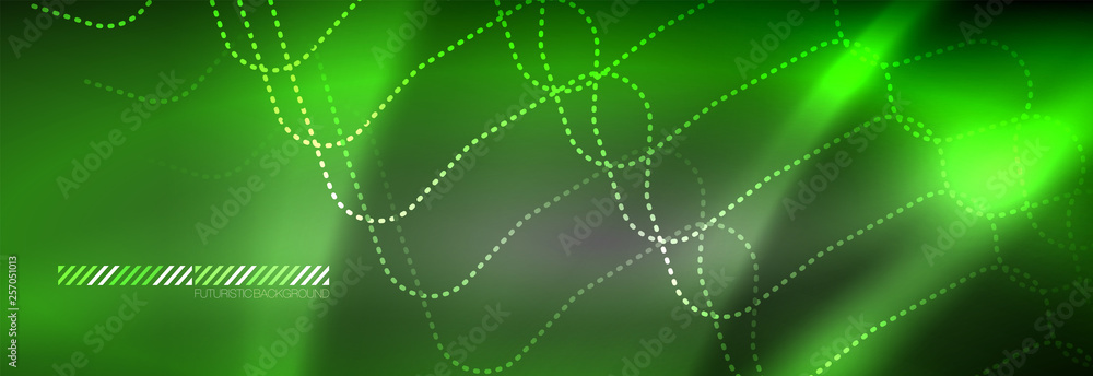 Naklejka premium Glowing neon abstract lines, techno futuristic template