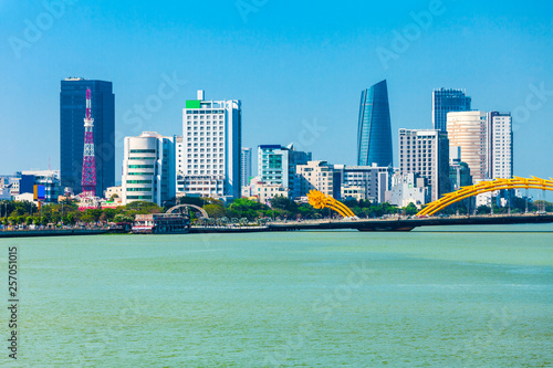 Danang city skyline aerial view