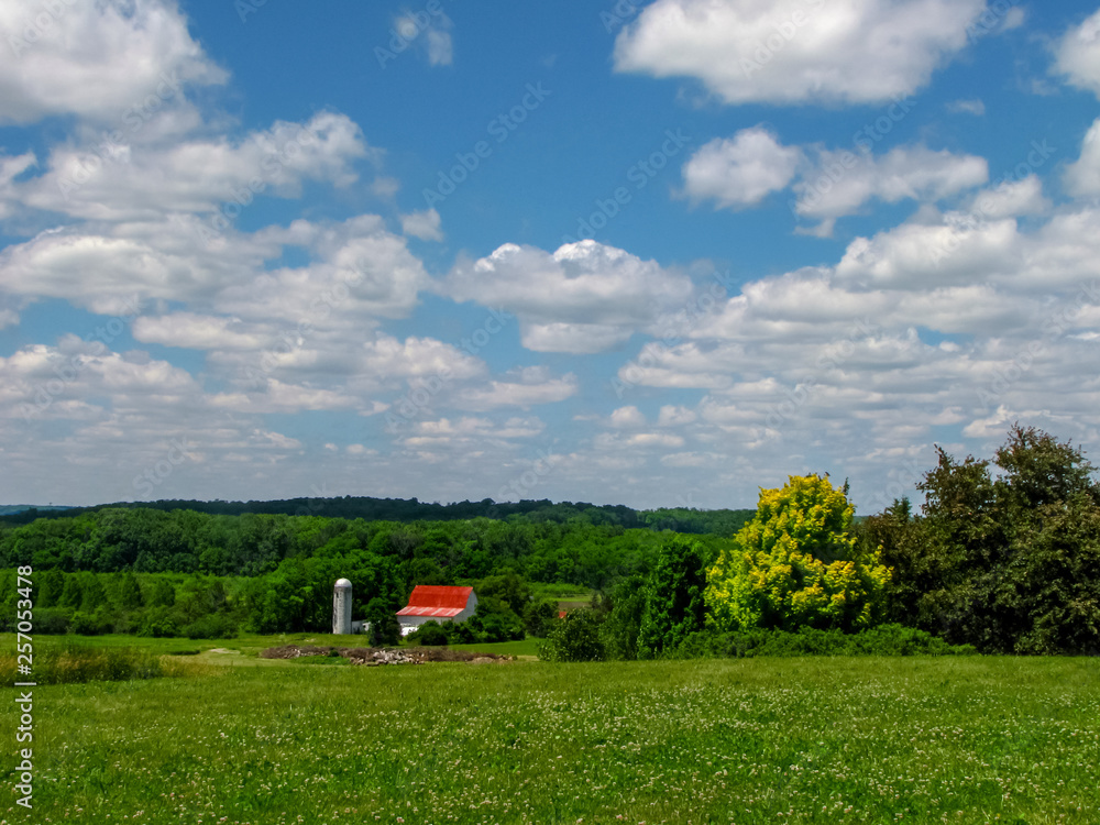 Ohio Landscape, Barn with Red Roof